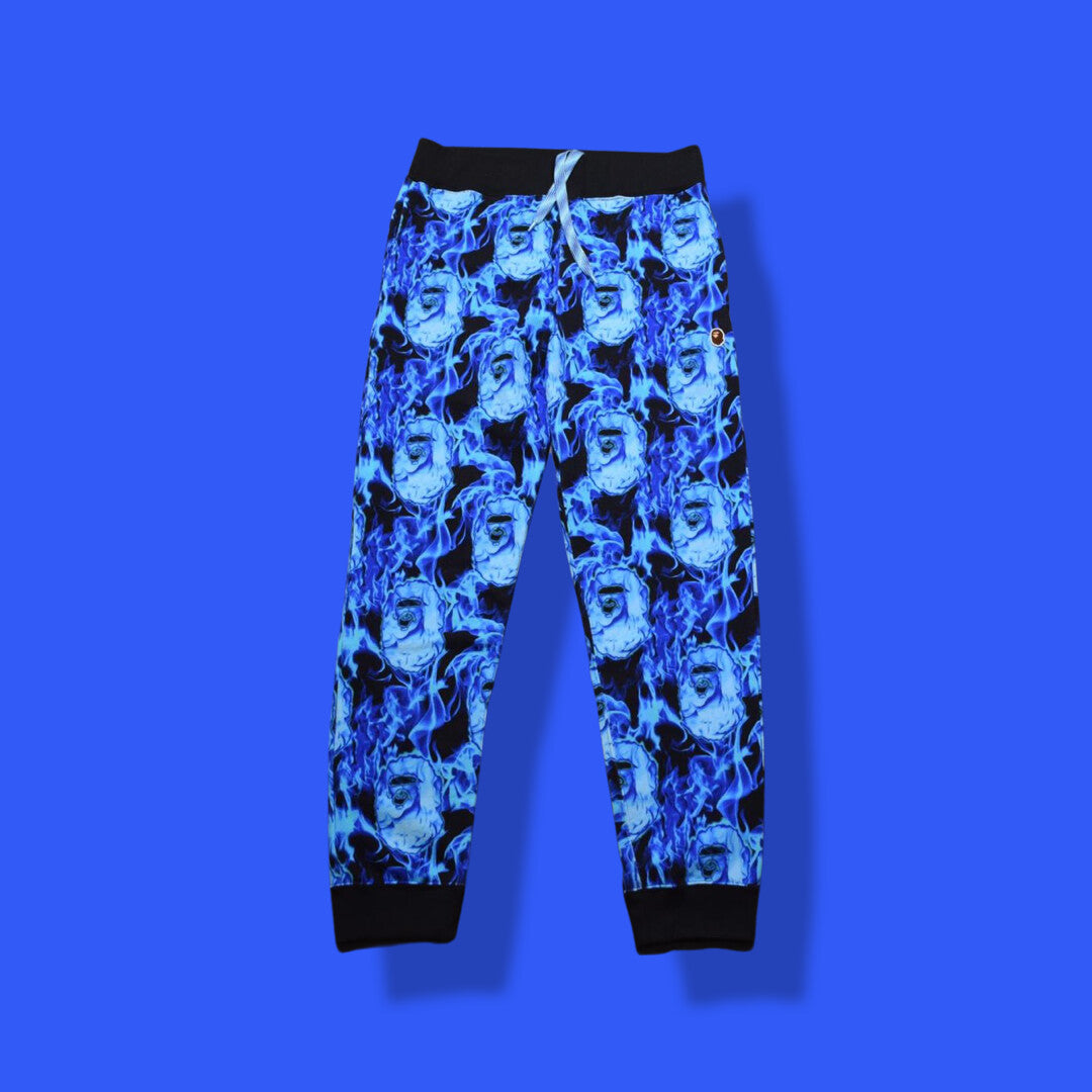 Bape blue flame sweat pants