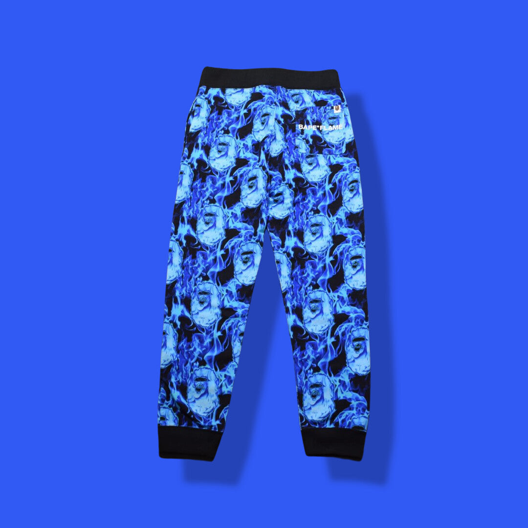 Bape blue flame sweat pants